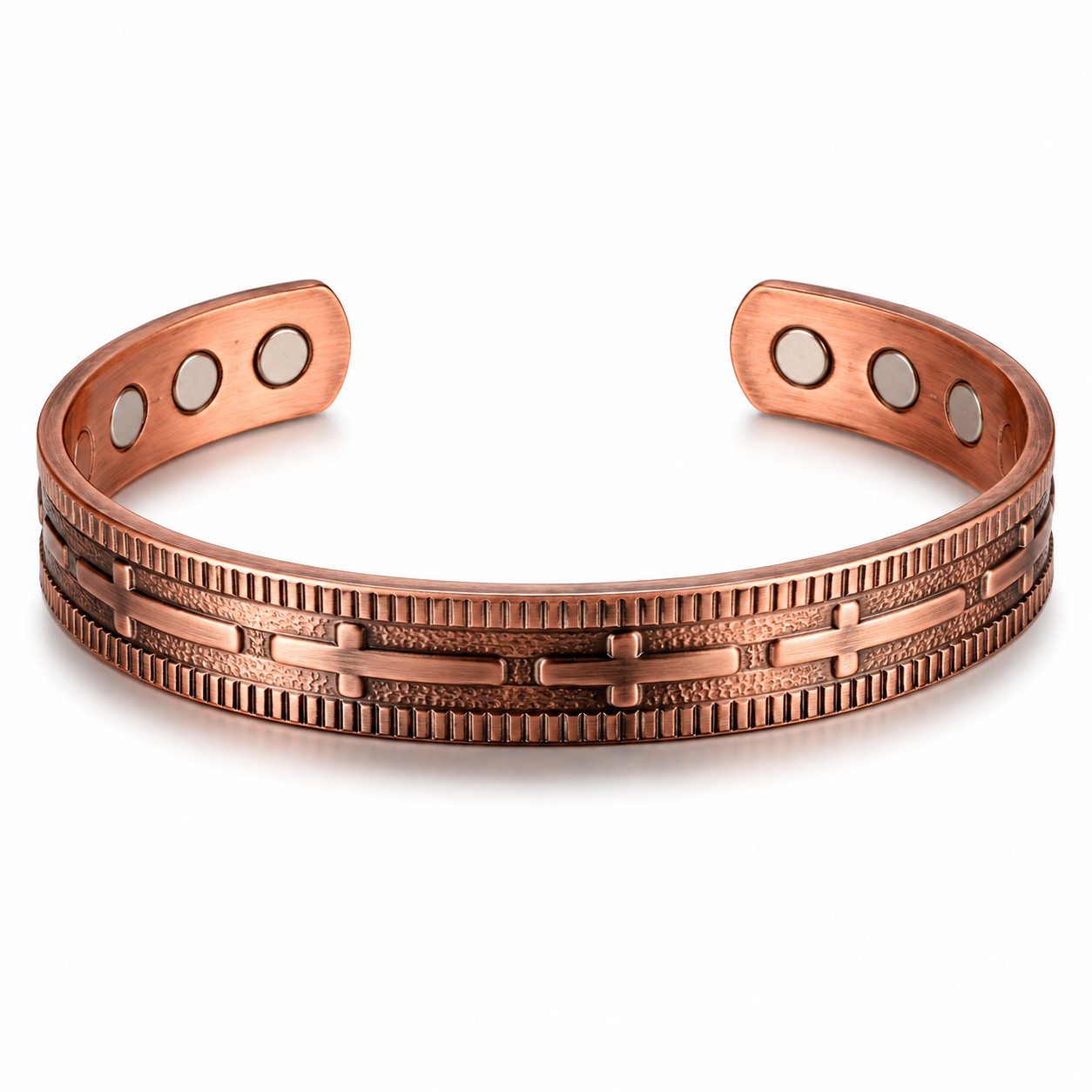 Bio Magnetic Cross Pure Copper Bracelet crafted from genuine copper with integrated magnetic inserts