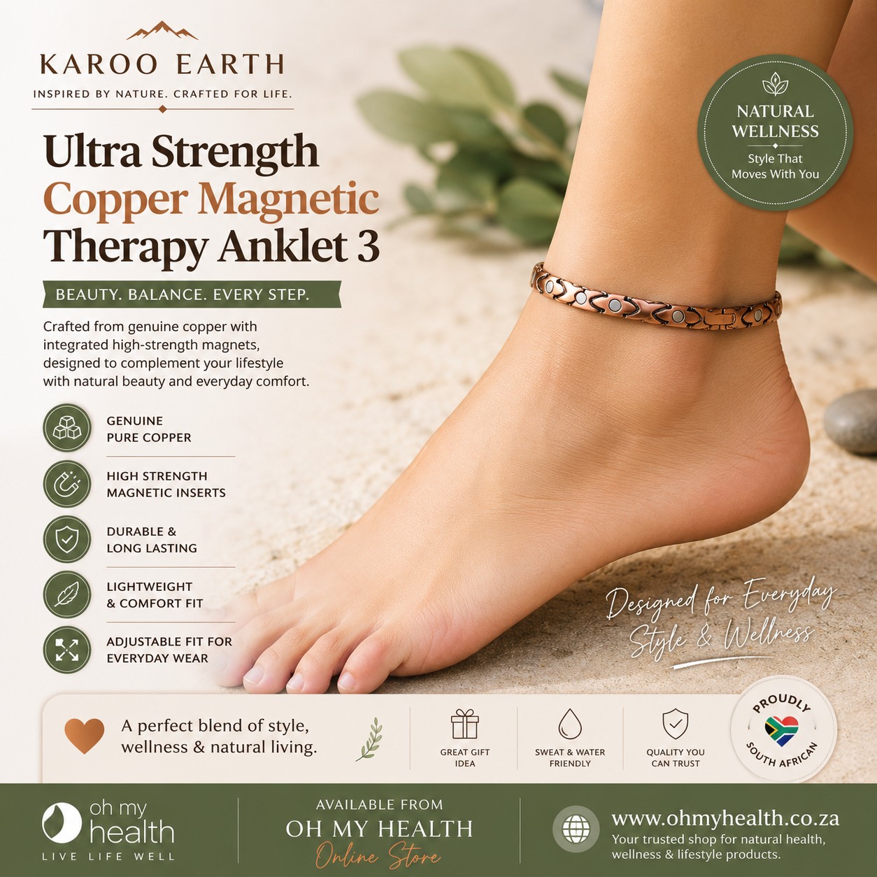 Ultra Strength Copper Magnetic Therapy Anklet 3 - Image 2