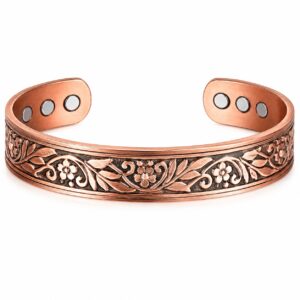 Ladies Floral Crystal Pure Copper Bracelet with crystal accents – Oh My Health Online Store