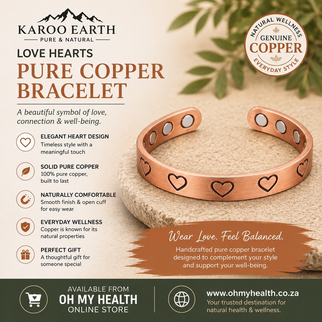 Love Hearts Pure Copper Bracelet - Image 3
