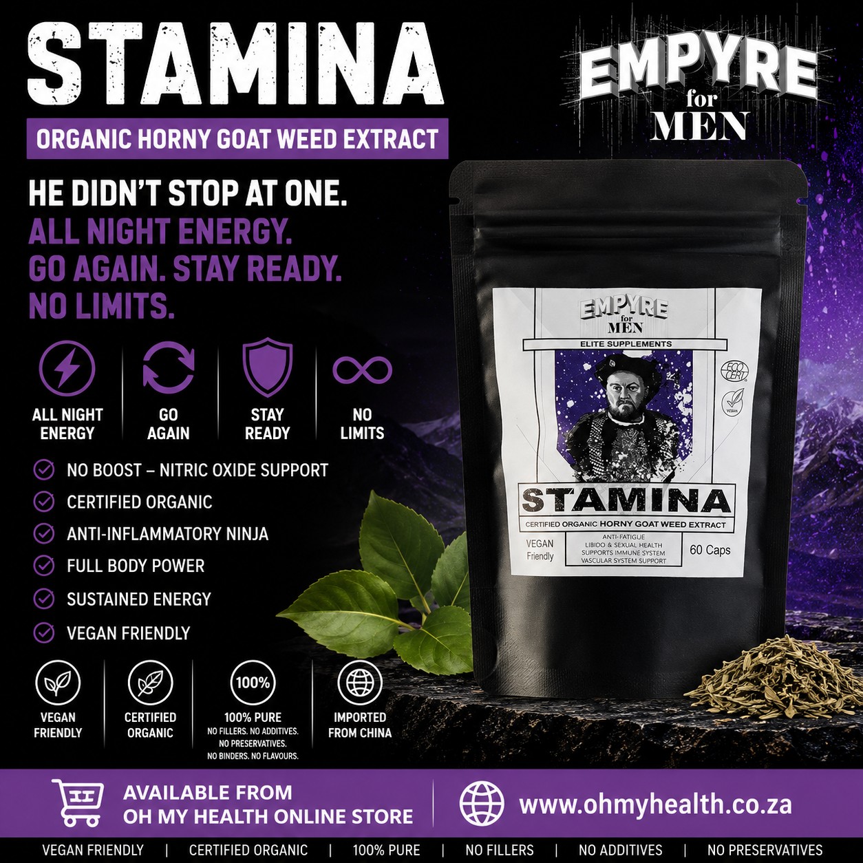 Empyre for Men Stamina For Men Organic Horny Goat Weed Extract 60's - Image 2