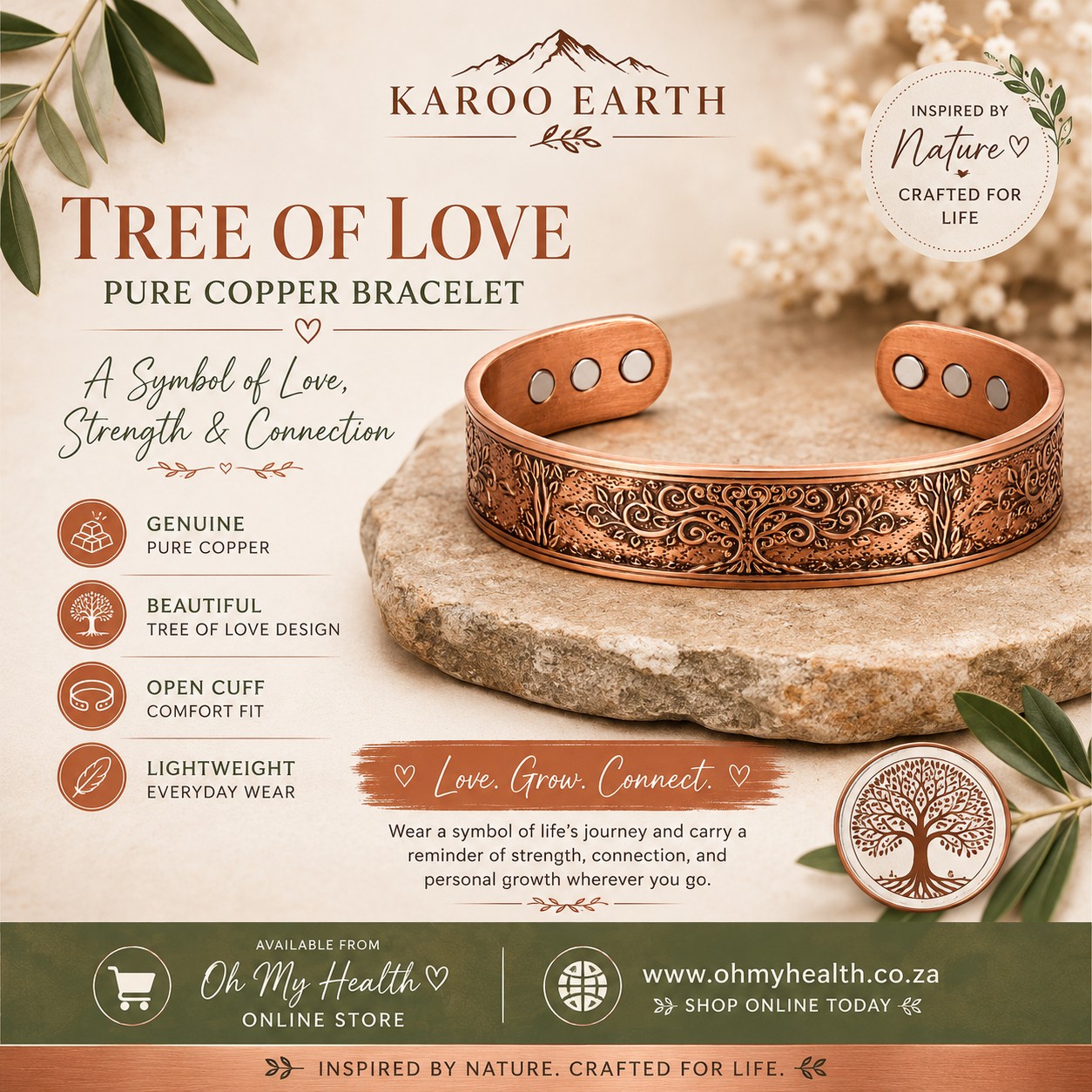 Tree of Love Pure Copper Bracelet - Image 2