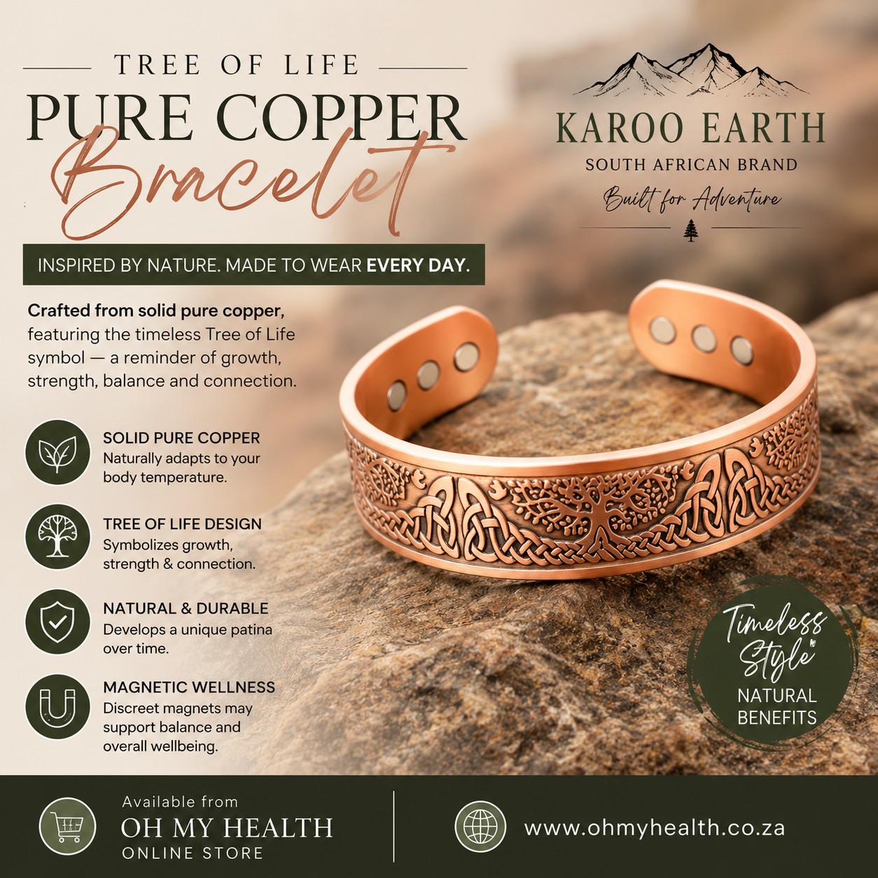Tree of Life Pure Copper Bracelet - Image 2