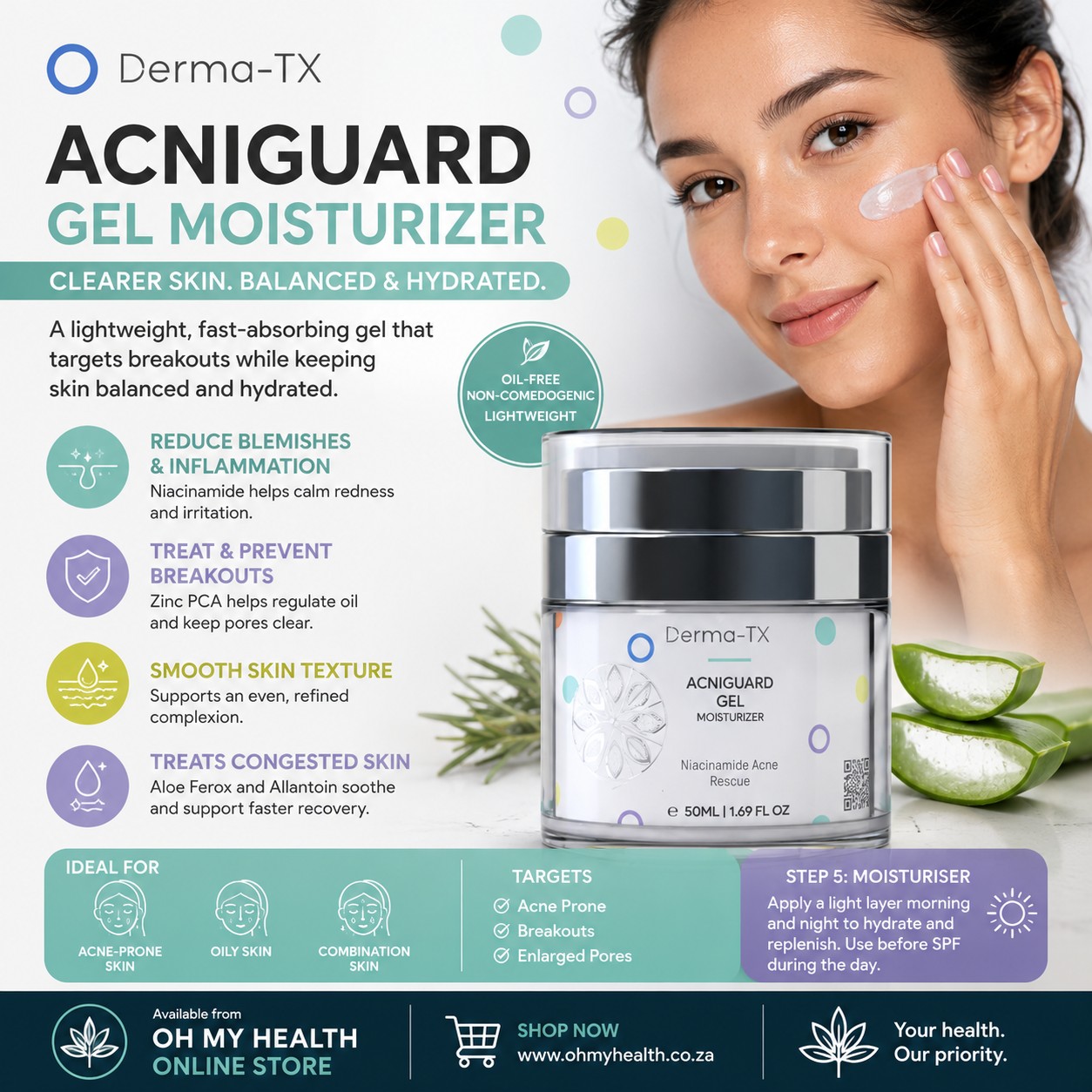 Derma-TX ACNIGUARD Gel Moisturizer 50ml - Image 2