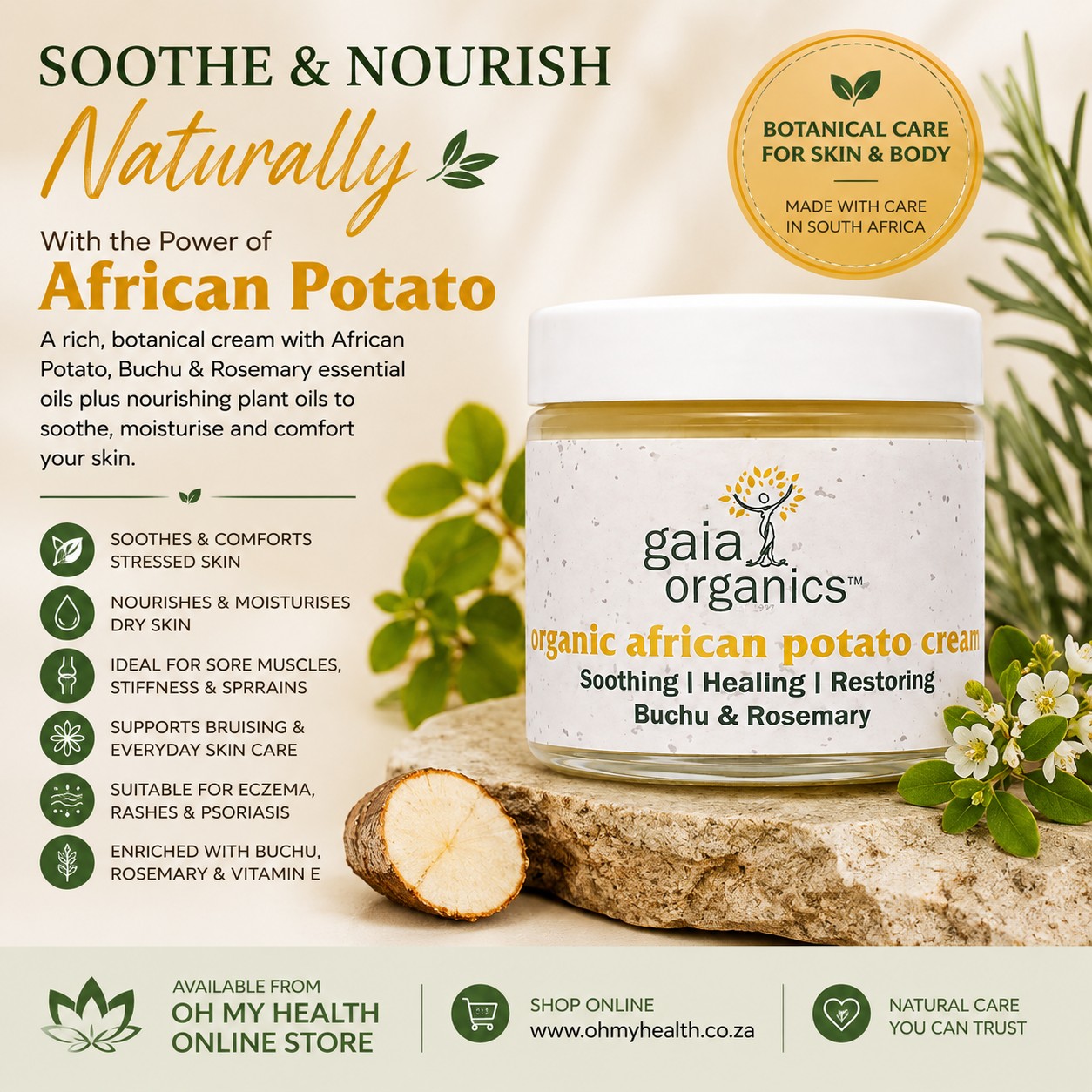 Gaia Organics African Potato Cream 100ml - Image 2