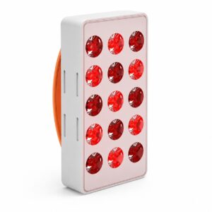 Woman using NeuroActive Portable Red Light Therapy Device 75W for beauty, recovery and wellness