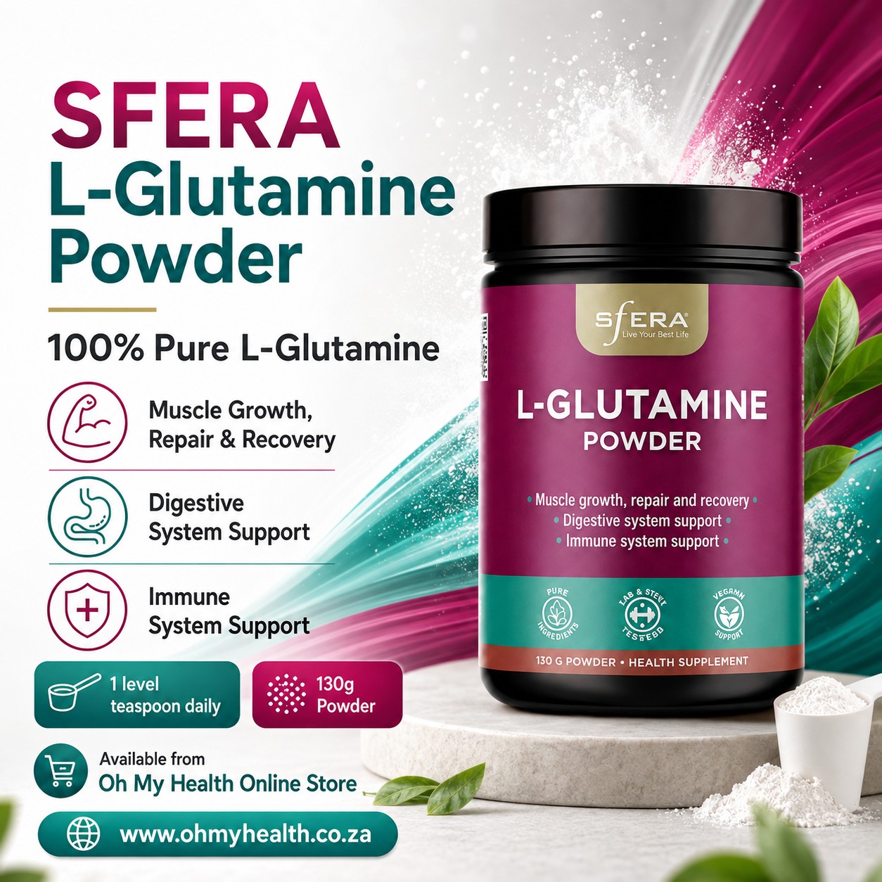 SFERA L-Glutamine Powder 130g - Image 2