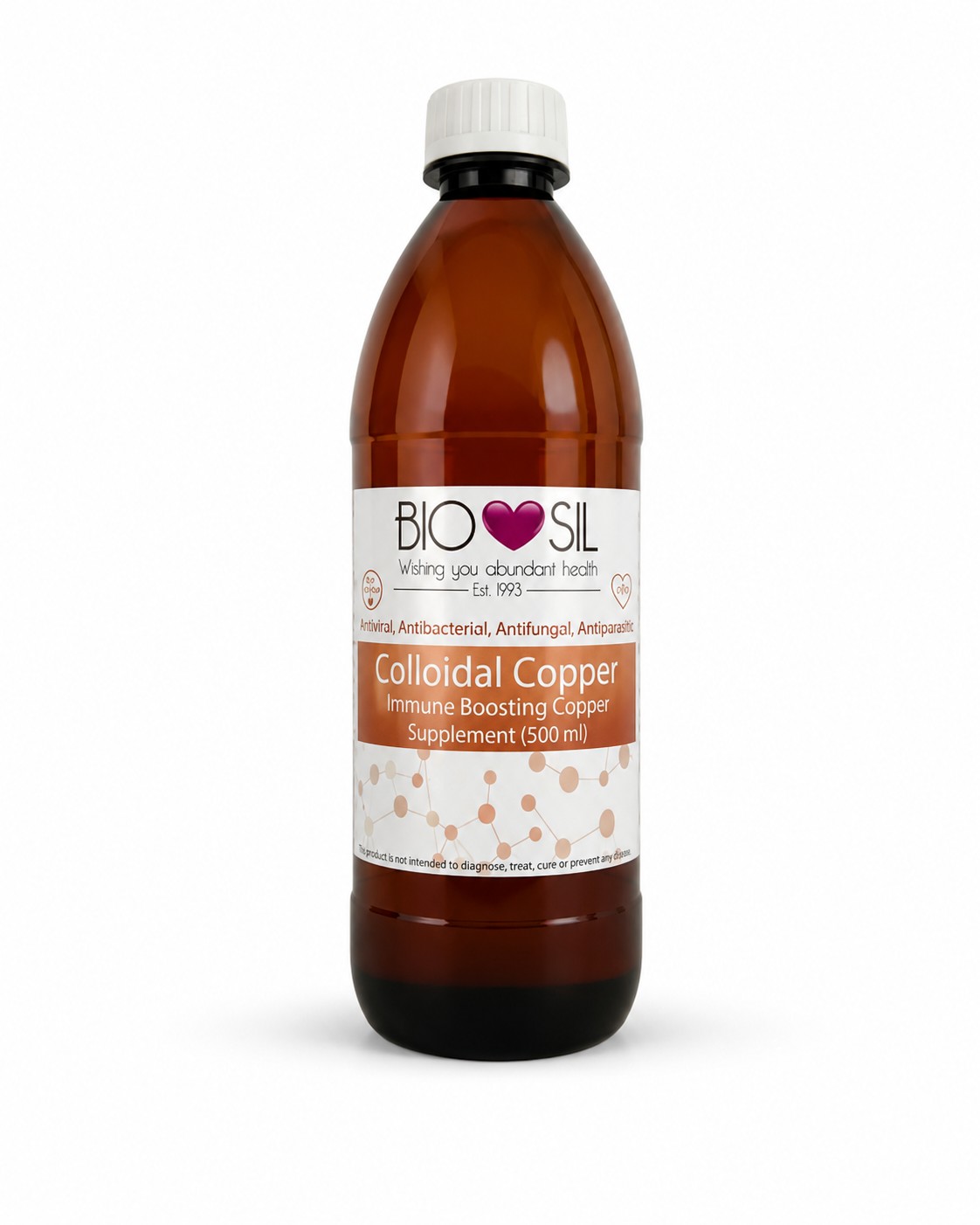 Biosil Colloidal Copper 500ml 20 ppm liquid mineral supplement from Oh My Health Online Store