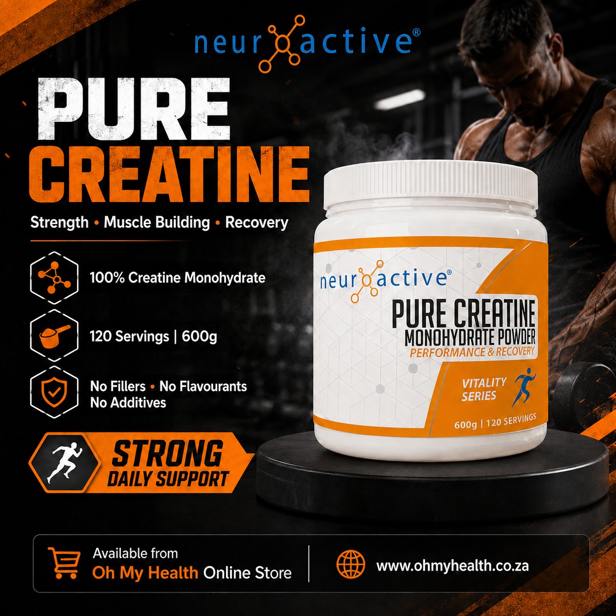 NeuroActive Creatine Monohydrate 600g - Image 2