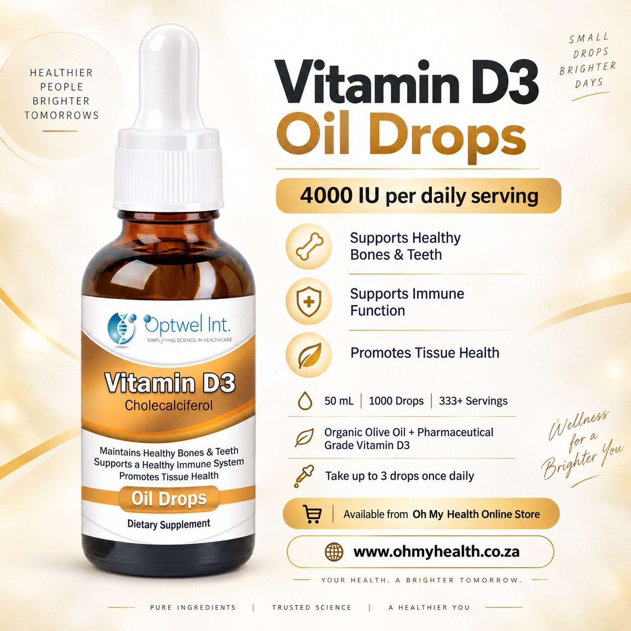 Optwel Vitamin D3 Oil Drops (4000 IU) - Image 2