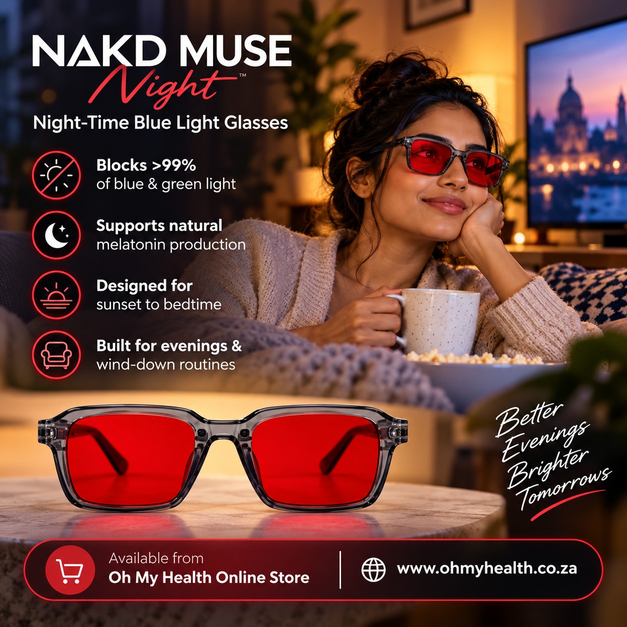 NAKD MUSE Night Red Blue Light Glasses - Image 4