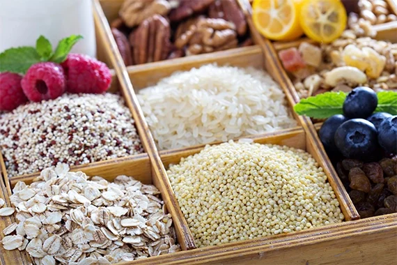 Fibre-rich foods arranged to support healthy digestion and improve gut health